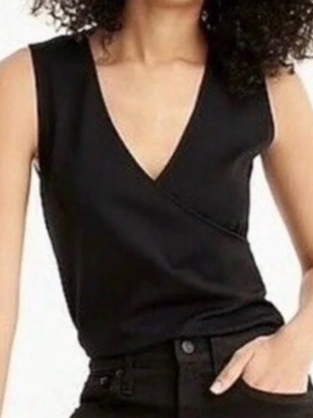 J.Crew 365 Faux-wrap sleeveless top in eco ponte Black medium great condition